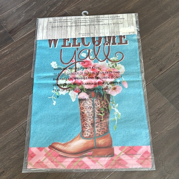 Valley View Garden Flag,Welcome Y’all, cowboy boots filled with flowers,2 sided - Picture 4 of 4